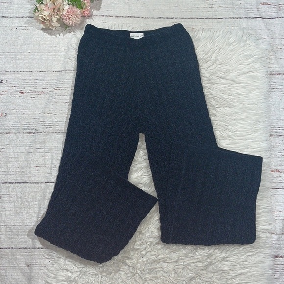 Something Navy Knit Chenille Cable Knit Wide Leg High Rise Pants - Picture 1 of 9